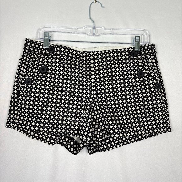 J. Crew Stretch Shorts City Fit Size 8 Black White Geometric Retro Modern - Picture 1 of 14